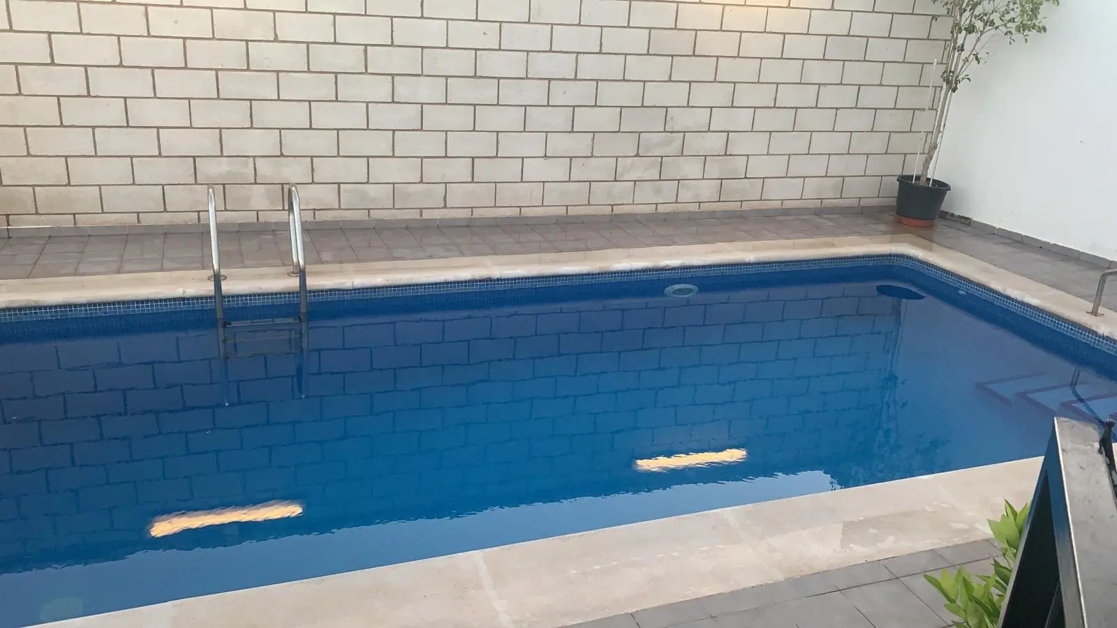 Piscina de obra blanca en Guadalajara con diseño moderno